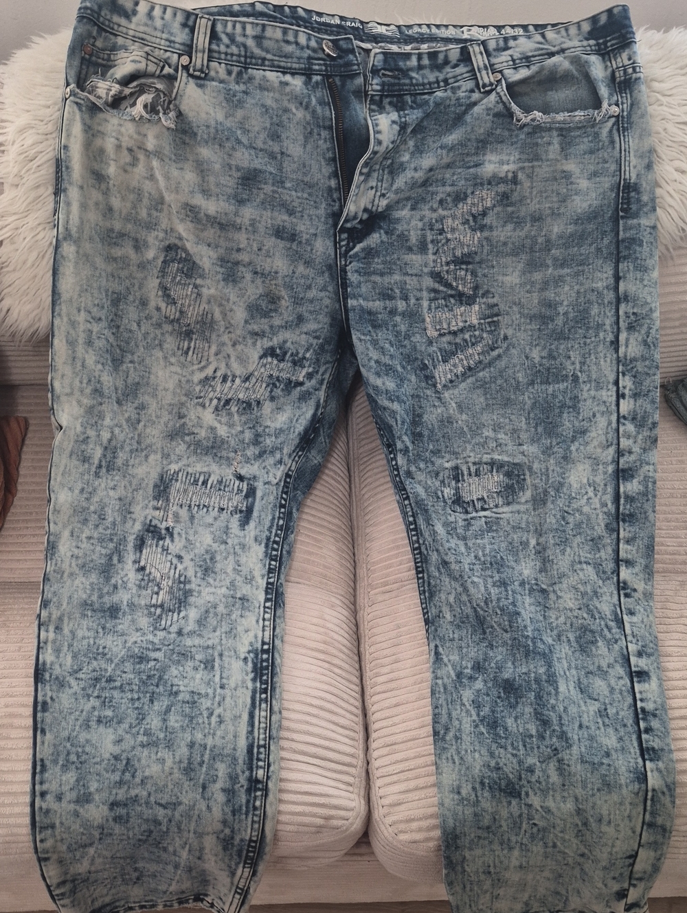 Jordan Craig Men's Distressed Acid-Wash Jeans - Blue